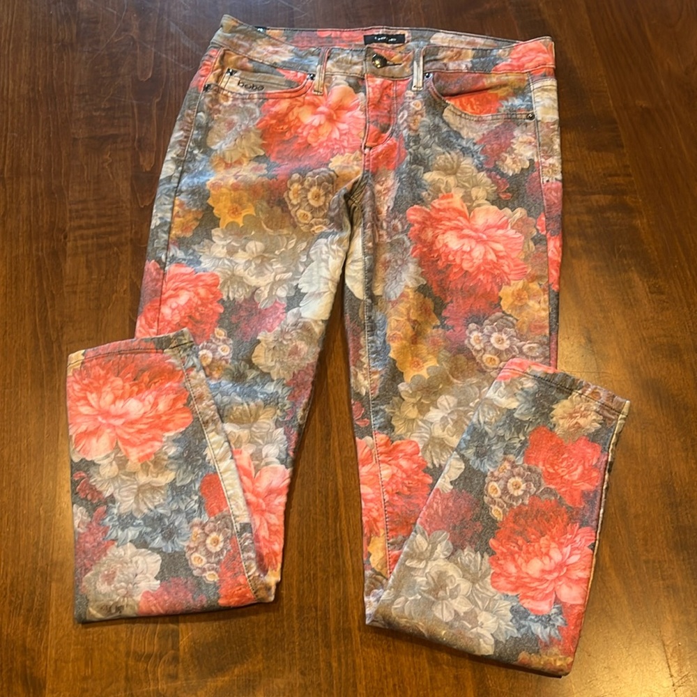 Bebe Floral Skinny Jeans